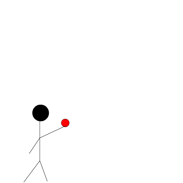 A simple animation about stick figure throwing ball up and down